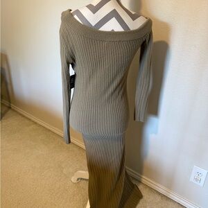 Express Ribbed Knit Off the Shoulder Sweater Dress
